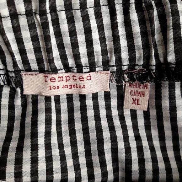 Picnic Gingham Plaid Off The Shoulder Tiered Ruffle Statement Sleeve Top Sz XL - Picture 3 of 11
